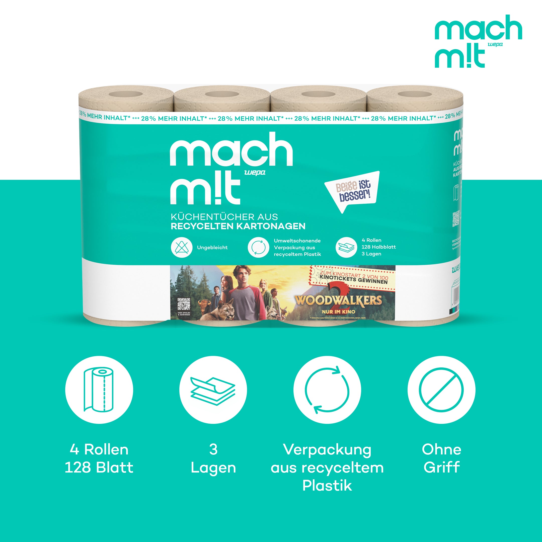 WOODWALKERS 2 Edition - PURE - Küchenrolle 4x128 Halbblatt