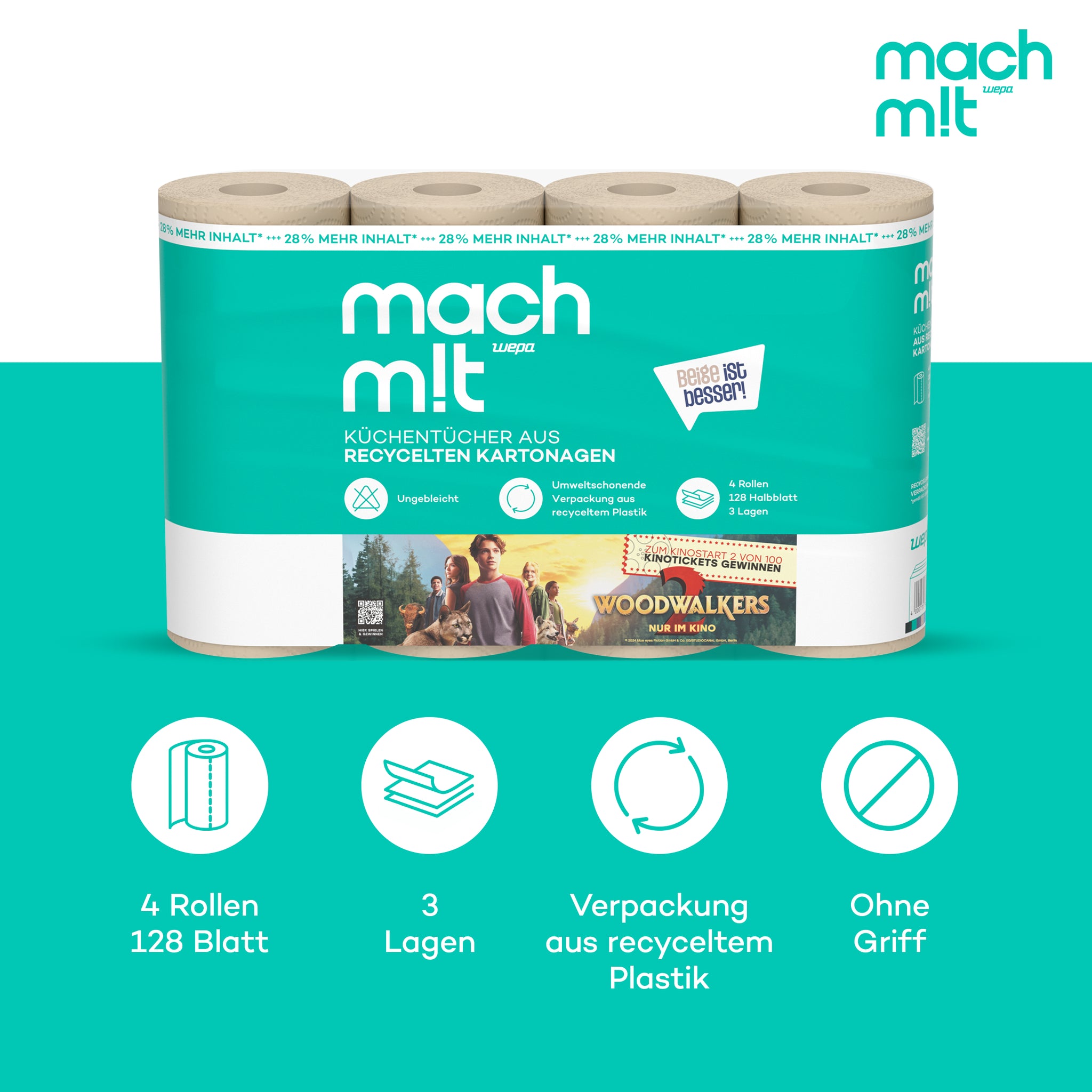 WOODWALKERS 2 Edition - PURE - Küchenrolle 4x128 Halbblatt